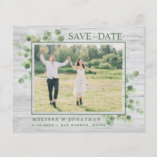 Budgeterad eukalyptus Rustic Photo Save Date