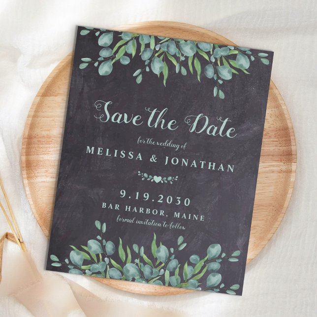 Budgeterad eukalyptus Rustic Save Date Postcard (Skapare uppladdad)