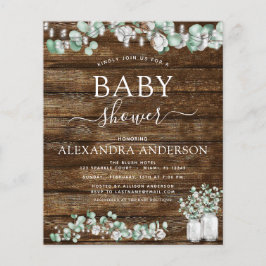 Budgeterad eukalyptus Rustic Wood Baby Shower Ljus