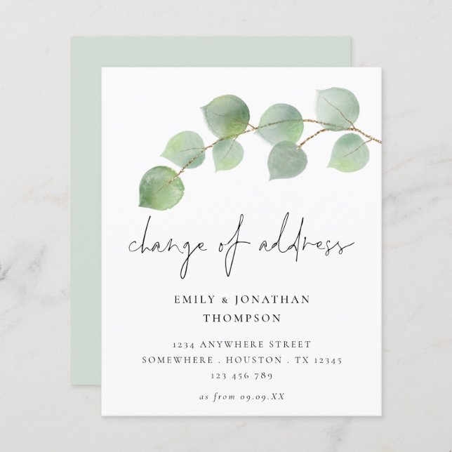 Budgeterad eukalyptus Skriptändring av Adress (Fram/baksida)