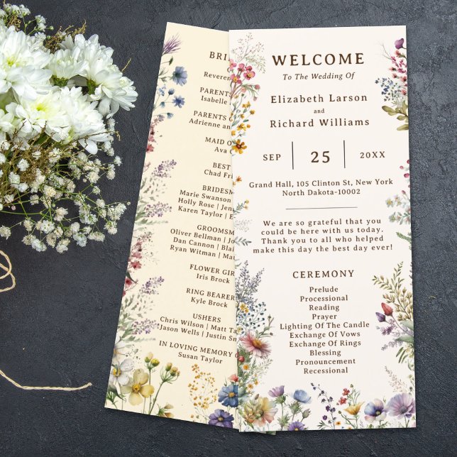 Budgeterad färgstark Blommigt för Wildblomma, vatt Program (Budget Colorful Wildflower Floral Watercolor Wedding)