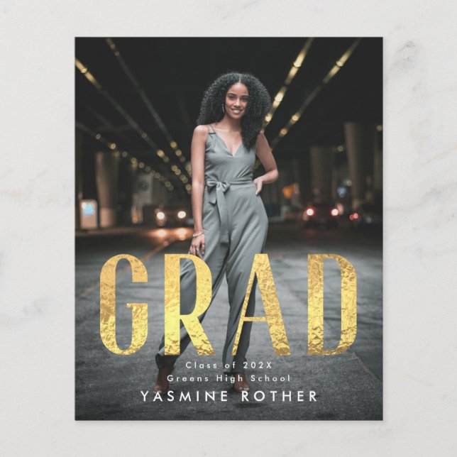 Budgeterad fet guldfärgad grad fotoannonsering Fly Flygblad (Framsidan)