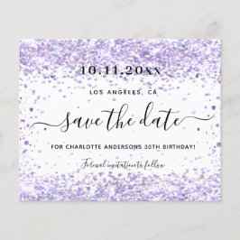 Budgeterad födelsedagsfest violett glitter spara d