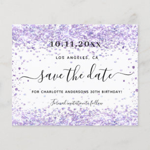 Budgeterad födelsedagsfest violett glitter spara d
