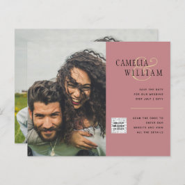 Budgeterad fotobröllopsinbjudan - Spara datum QR-k