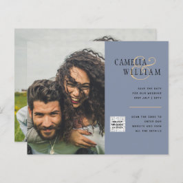 Budgeterad fotobröllopsinbjudan - Spara datum QR-k