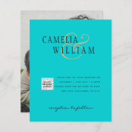 Budgeterad fotobröllopsinbjudan - Spara datum QR-k