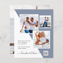 Budgeterad fotobröllopsinbjudan - Spara datum QR-k