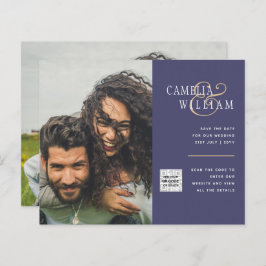 Budgeterad fotobröllopsinbjudan - Spara datum QR-k