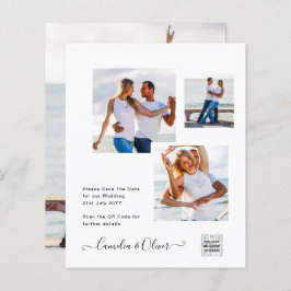 Budgeterad fotobröllopsinbjudan - Spara datum QR-k