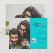 Budgeterad fotobröllopsinbjudan - Spara datum QR-k