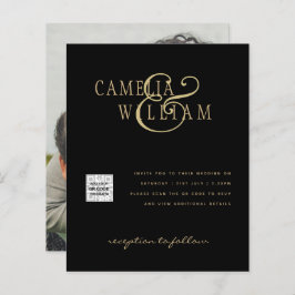 Budgeterad fotobröllopsinbjudan - Spara datum QR-k