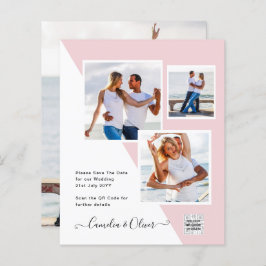 Budgeterad fotobröllopsinbjudan - Spara datum QR-k