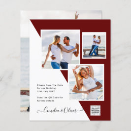 Budgeterad fotobröllopsinbjudan - Spara datum QR-k