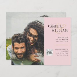 Budgeterad fotobröllopsinbjudan - Spara datum QR-k