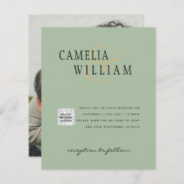 Budgeterad fotobröllopsinbjudan - Spara datum QR-k