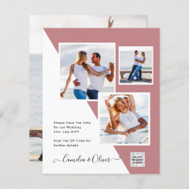 Budgeterad fotobröllopsinbjudan - Spara datum QR-k