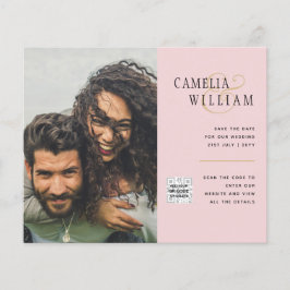 Budgeterad fotobröllopsinbjudan - Spara datum QR-k Flygblad