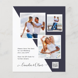 Budgeterad fotobröllopsinbjudan - Spara datum QR-k Flygblad