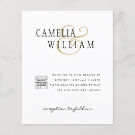 Budgeterad fotobröllopsinbjudan - Spara datum QR-k Flygblad