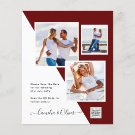 Budgeterad fotobröllopsinbjudan - Spara datum QR-k Flygblad