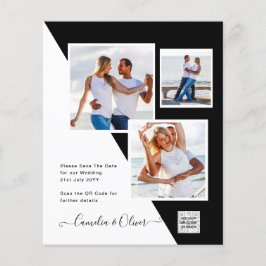 Budgeterad fotobröllopsinbjudan - Spara datum QR-k Flygblad