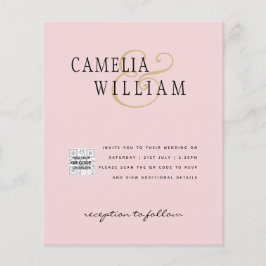 Budgeterad fotobröllopsinbjudan - Spara datum QR-k Flygblad