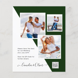 Budgeterad fotobröllopsinbjudan - Spara datum QR-k Flygblad