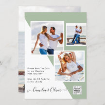 Budgeterad fotobröllopsinbjudan - Spara datum QR-k