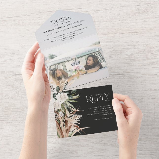 Budgeterad fotopampas eucalyptus bröllop (Avrivbar del)