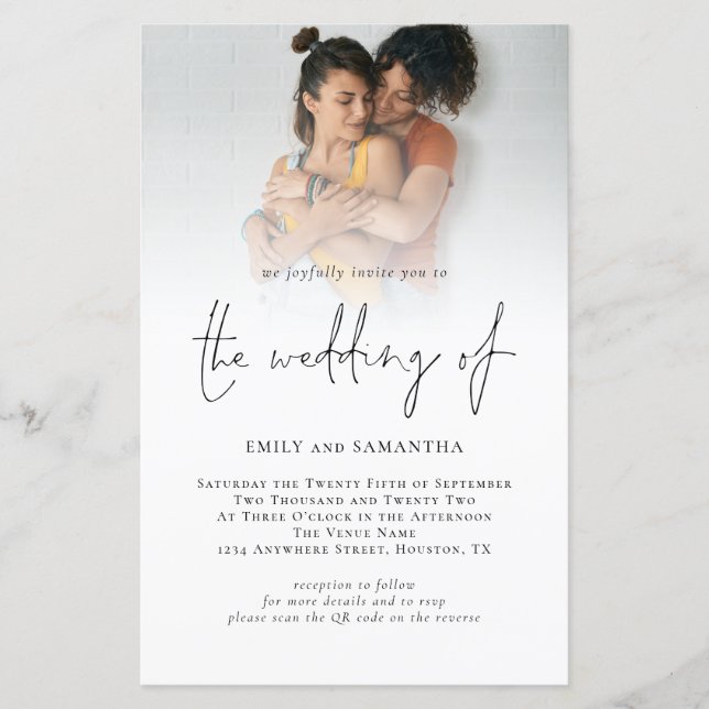 Budgeterad fotoskript för QR-kod, Lesbisk Bröllop (Framsida)