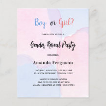 Budgeterad gender visar party rosa blå inbjudan