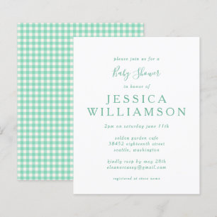 Budgeterad Gingham Play i Mint Grönt Baby Shower