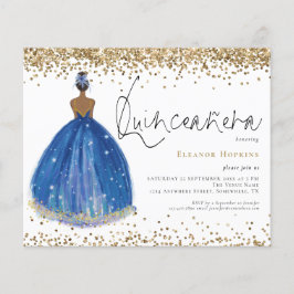 Budgeterad Glitter Navy Dress Girl Quinceanera Inb