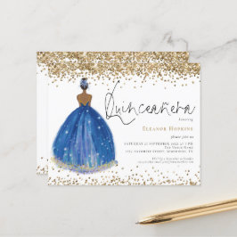 Budgeterad Glitter Navy Dress Girl Quinceanera Inb