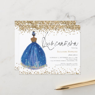 Budgeterad Glitter Navy Dress Girl Quinceanera Inb
