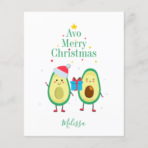Budgeterad God jul Avocado Illustration-Anpassning Flygblad
