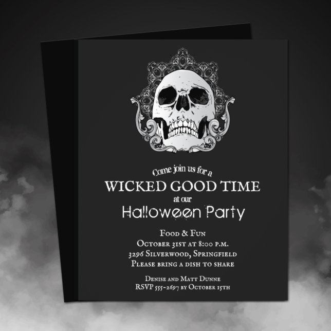 Budgeterad gotik Skull Halloween-inbjudan Flygblad (Printed on affordable THIN 80 lb flyer paper - heavier paper available in our collection.)