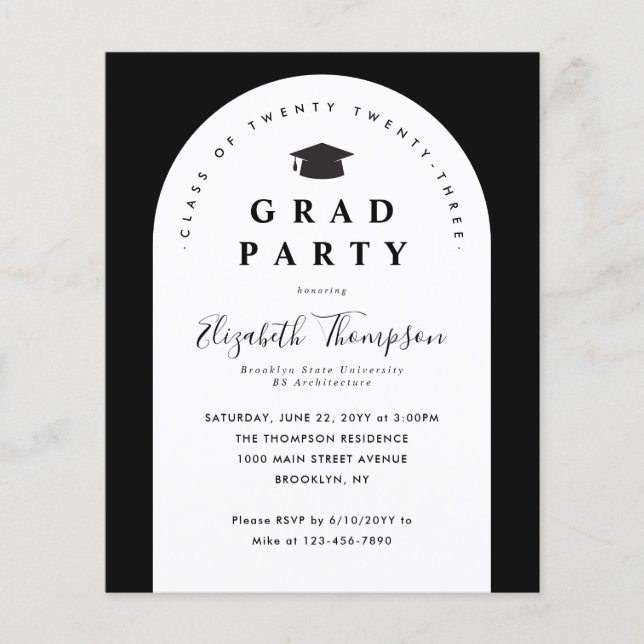 Budgeterad GRAD PARTY Arch Student Cap Studenten (Framsida)