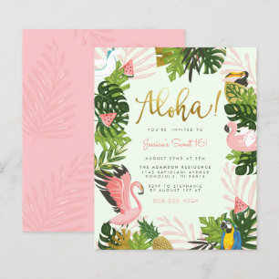 Budgeterad Grönt Aloha Hawaii Tropical Guld Birthd