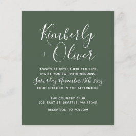 Budgeterad Grönt enkel modern bröllopsinbjudan
