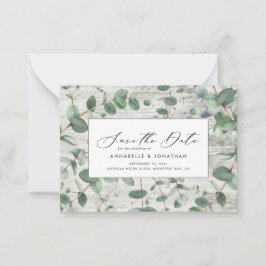 Budgeterad grönt Eucalyptus white wood Spara datum Anteckningskort