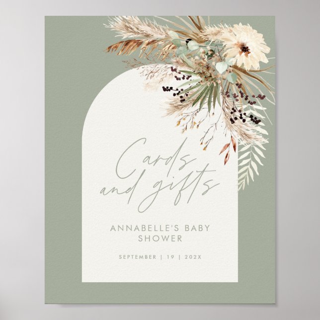 Budgeterad grönt för babyduschkort poster (Framsidan)