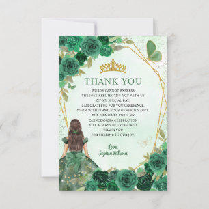 Budgeterad Grönt Guld Princess Mis Quince Tack Anteckningskort