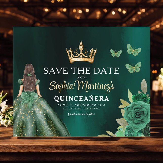 Budgeterad Grönt Princess Quinceañera Spara datum (Skapare uppladdad)