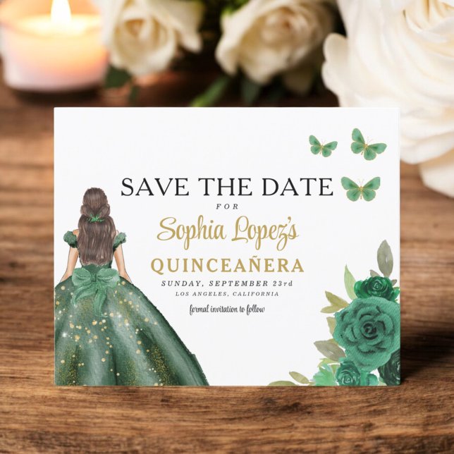 Budgeterad Grönt Princess Quinceañera Spara datum Flygblad (Skapare uppladdad)