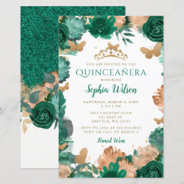 Budgeterad Grönt Ro Guld Butterflies Quinceañera