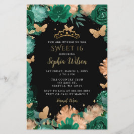 Budgeterad Grönt Ro Guld Butterflies Sweet 16