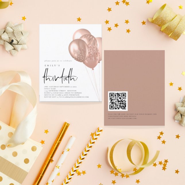 Budgeterad Guld-ballonger för Ro QR-kod 30:e Party (Skapare uppladdad)