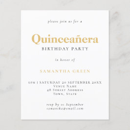 Budgeterad Guld Black Text Quinceañera Birthday In